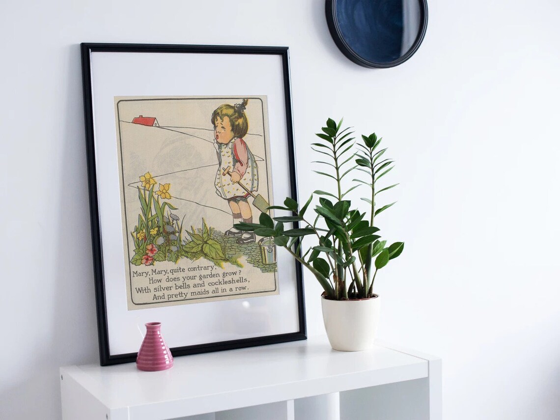 Mary Mary Quite Contrary Garden Nursery Rhyme Vintage Kids Poster - Image 2
