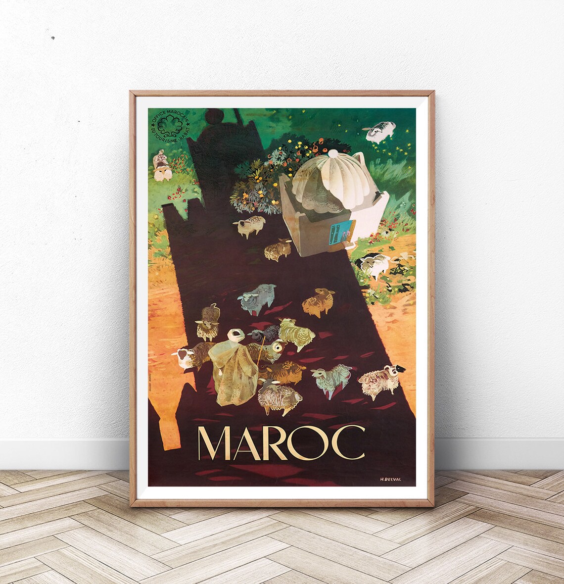 Morocco Vintage Travel Poster, Mountain Travel Print