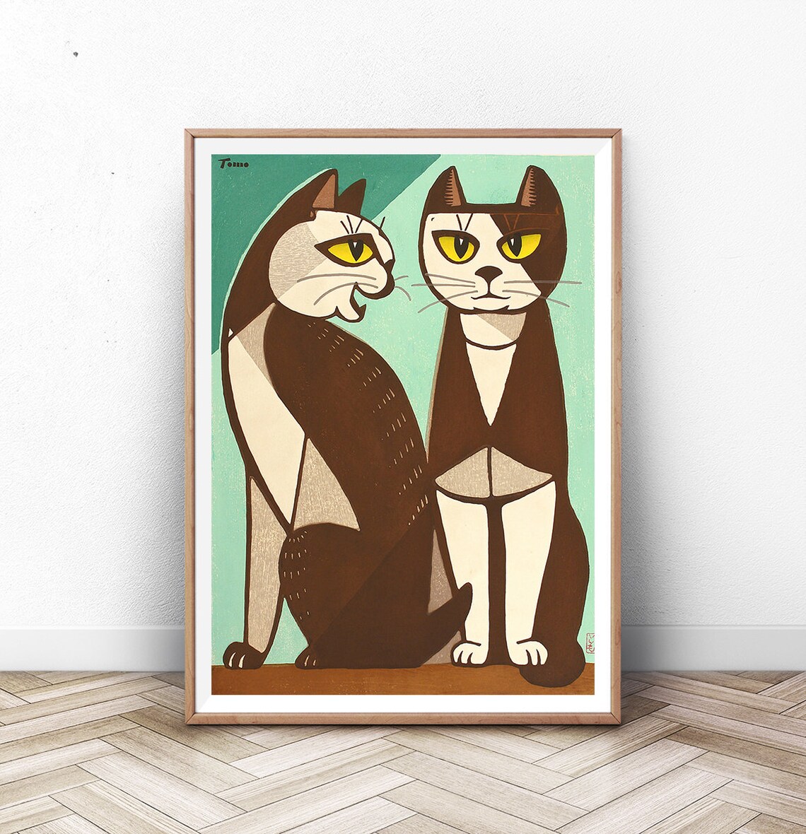 Cat Print Japan Woodblock, Mt Fuji Japanese Art Poster