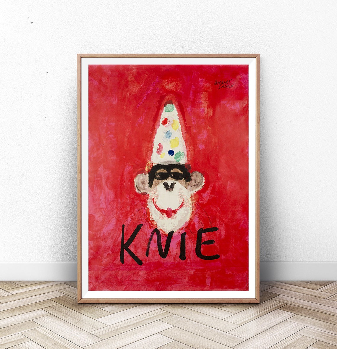 Knie Circus Clown Polka Dot Hat Vintage Swiss Circus Art Poster
