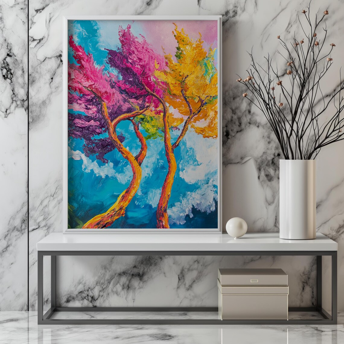 Colorful Trees Wall Art Abstract Nature Printing Modern Impressionist Wall Decor Modern Wall Decor Colorful Art - Image 2