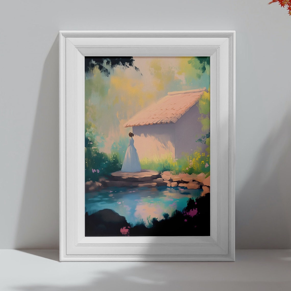 Pastel Serene Nature Farmhouse Tranquil Nature Homestead Decor Lake House Artwork Country Scene Art Autumn Oil Painting - Image 4