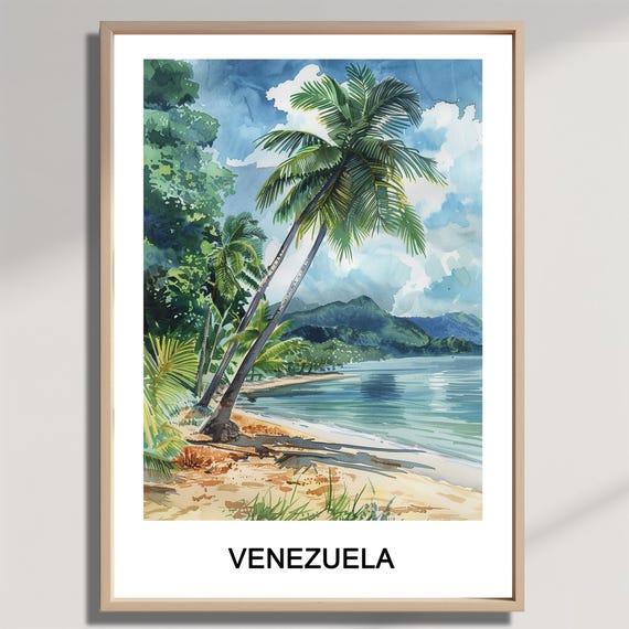 Venezuela Travel Poster Watercolor Illustration Art Print
