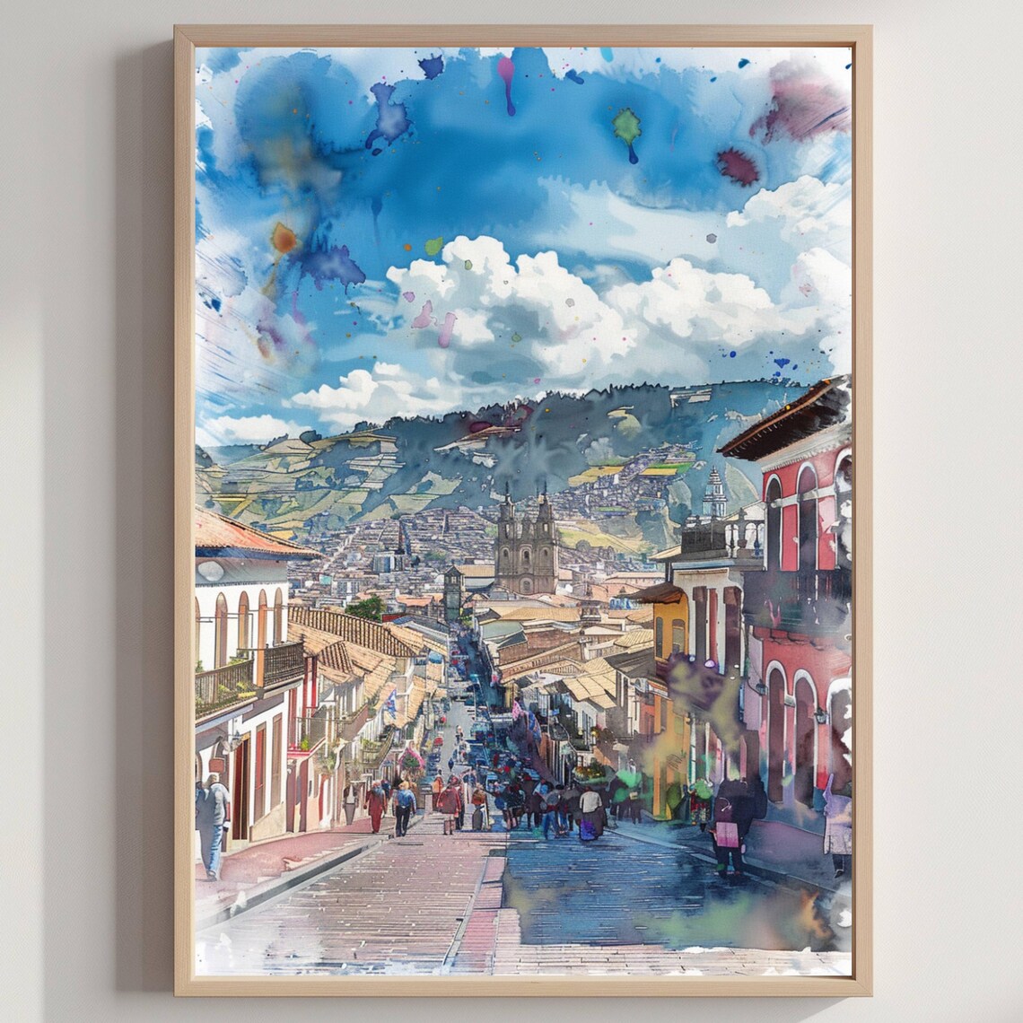 Quito Ecuador Watercolor Travel Poster South America Wall Art
