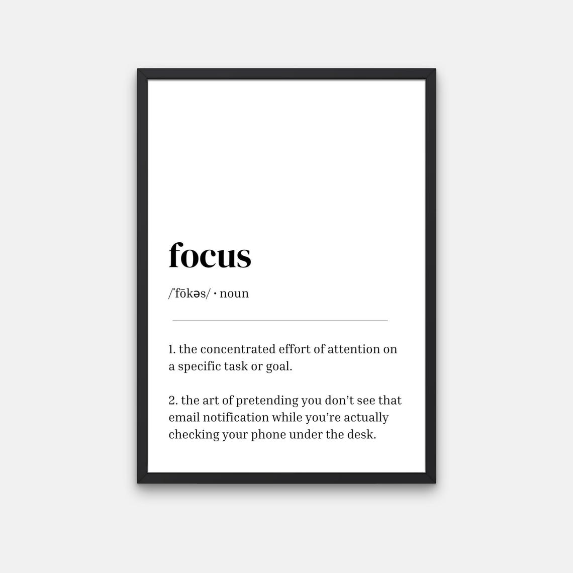 Focus Funny Dictionary Definition Office Workplace Humor Print