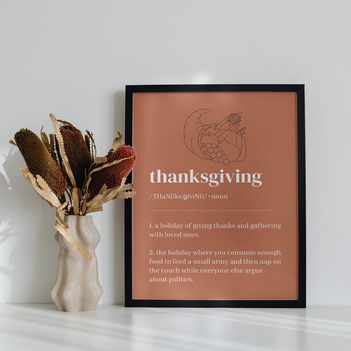 Thanksgiving Definition Funny Holiday Dictionary Cornucopia Orange Poster - Image 3