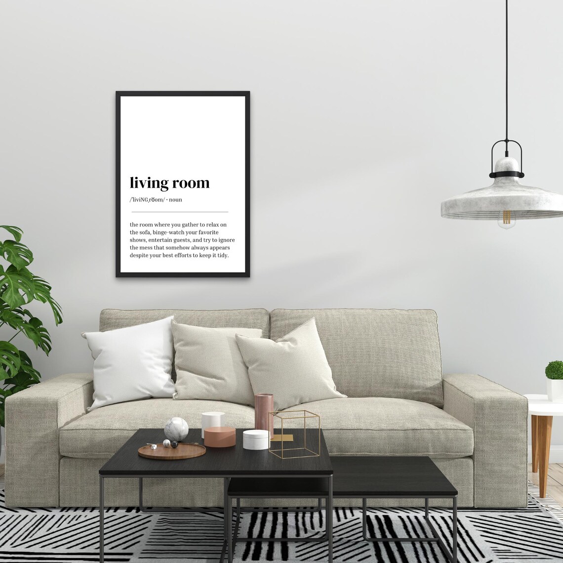 Living Room Definition Minimalist Funny Binge Watch Mess Quote Poster - Image 2