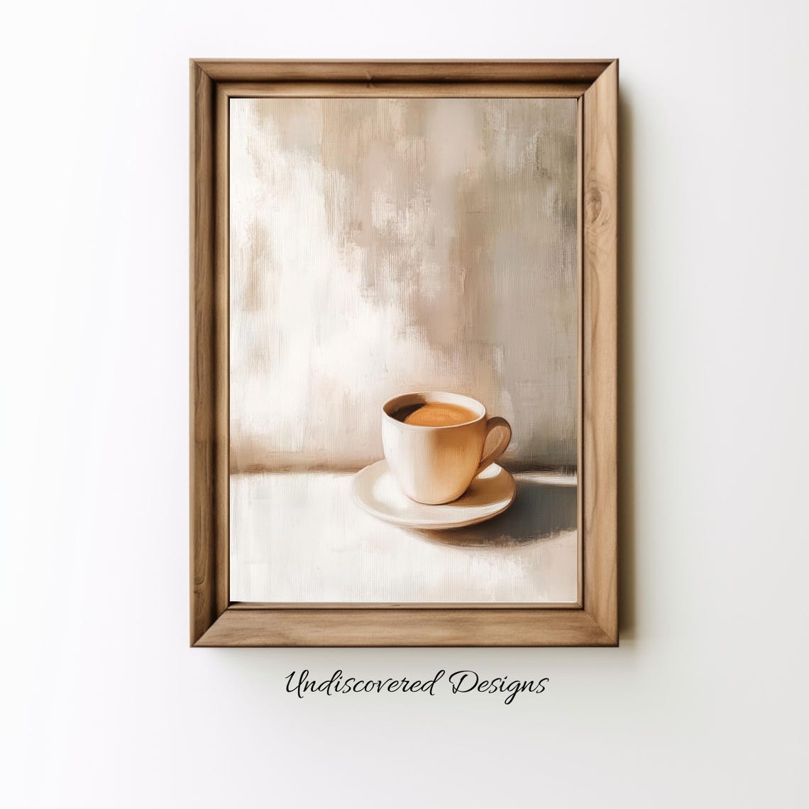 Minimalist Coffee Cup Still Life Neutral Beige Vintage Art Poster