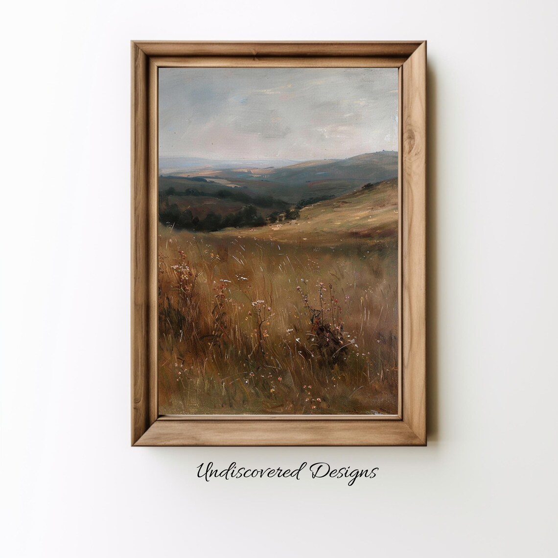 Golden Autumn Hills Vintage Countryside Oil Painting Scene Poster