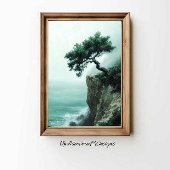 Vintage Gnarled Tree Cliff Art Print
