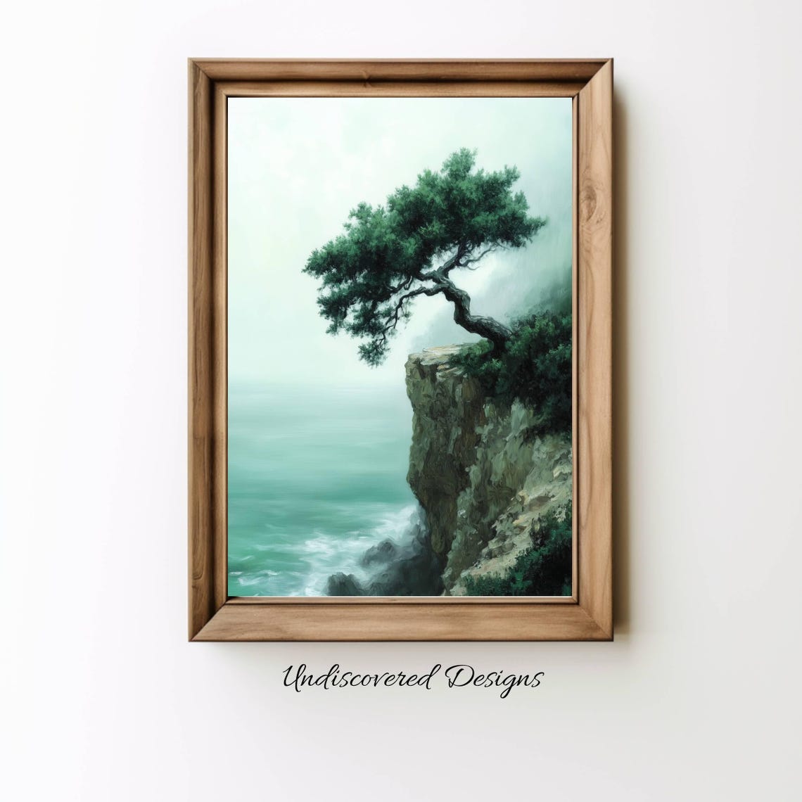 Vintage Gnarled Tree Cliff Art Print