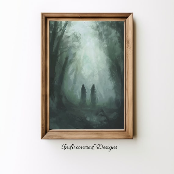 Spooky Ghosts In Misty Forest Art Halloween Dcor Prints