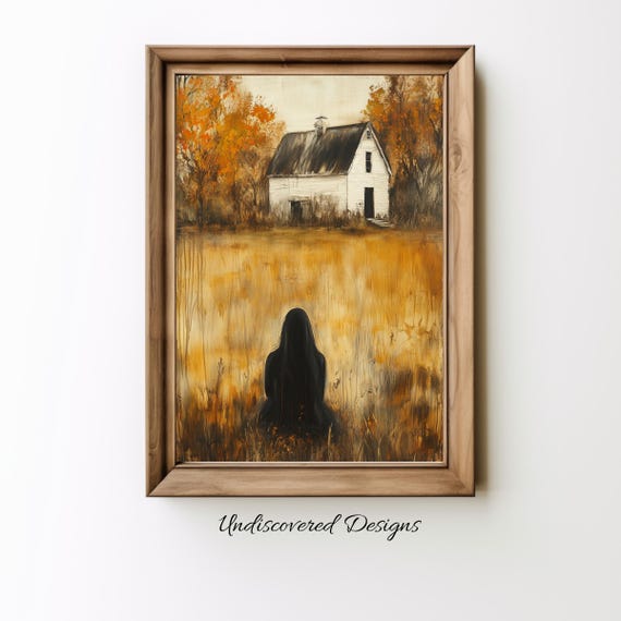 Spooky Woman And Old White House Halloween Art Print