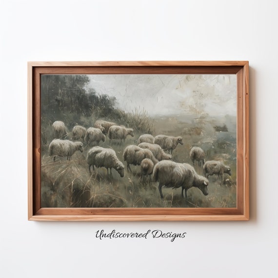 Rustic Sheep Landscape Print Farmhouse Nursery Art