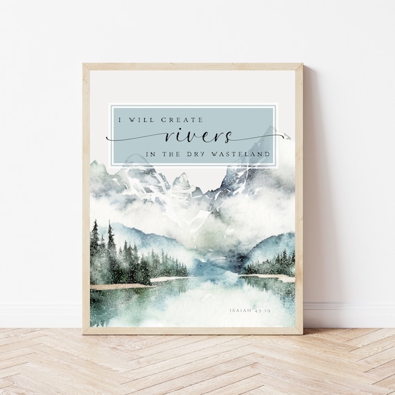 Isaiah 4319 Religious Gift Women Men Mountain Bible Verse Wall Art Forest Scripture Poster Print Christian Hope Sign Church Decor