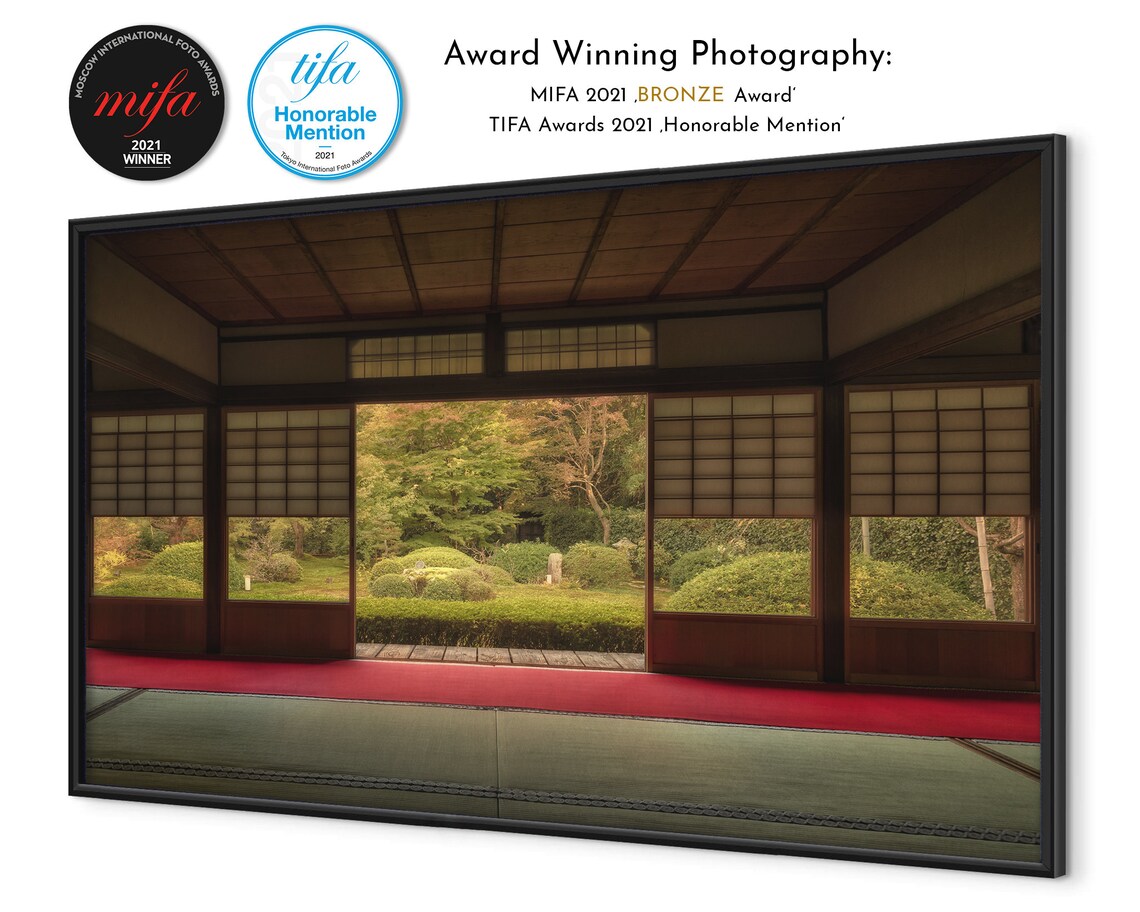 Kyoto Temple Interior Garden View Tatami Wooden Hall Japan Poster - Image 4