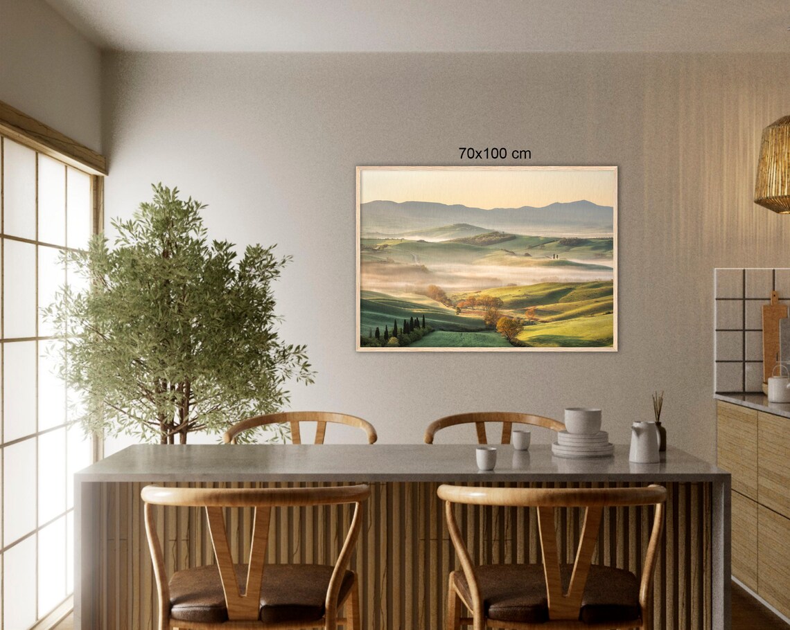 Misty Tuscany Sunrise Rolling Green Hills And Cypress Trees Poster - Image 3