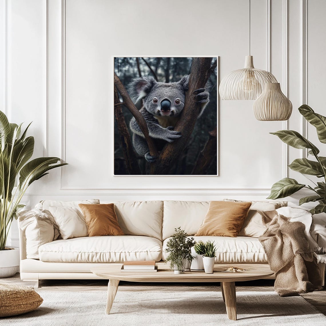 Cute Koala Clinging To A Tree Trunk With Big Curious Eyes Poster - Image 2