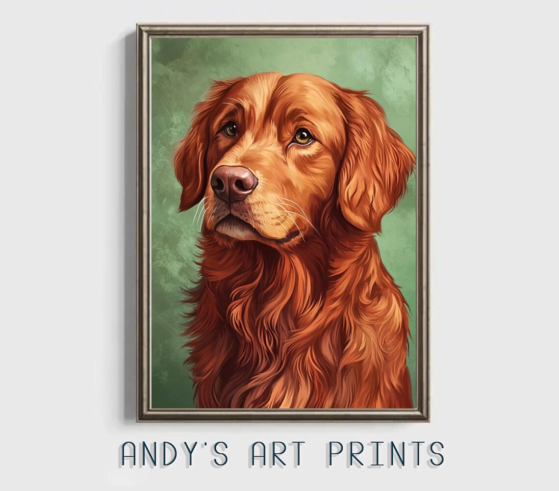 Irish Setter Portrait On Sage Green Background Oil Painting Print