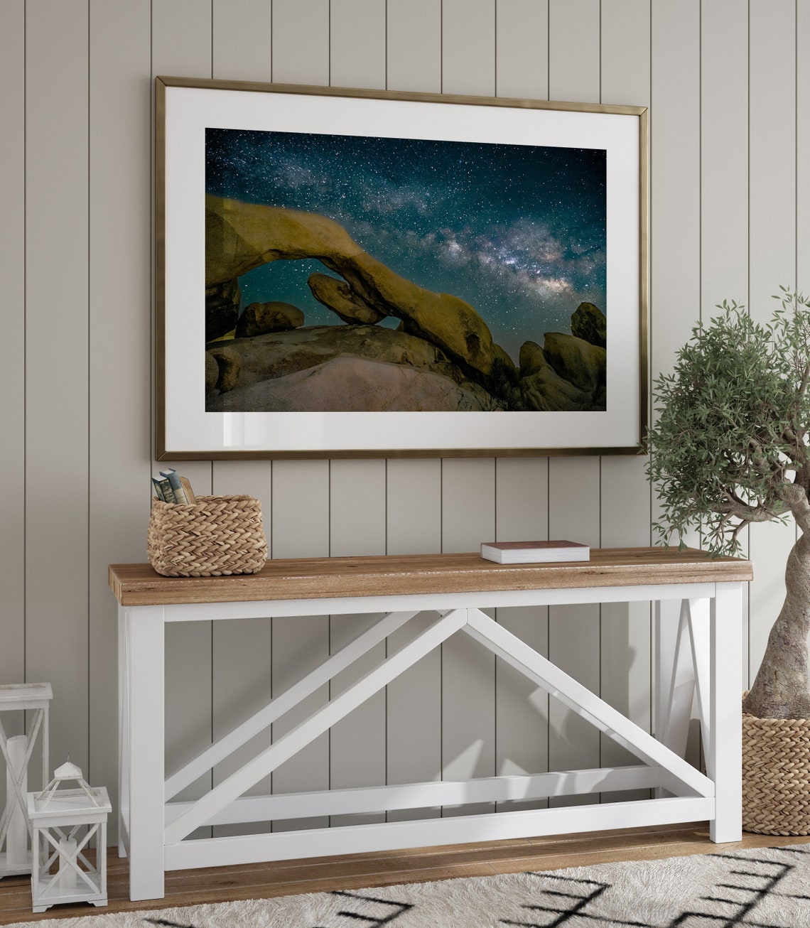 Joshua Tree Arch Rock Milky Way Night Sky Art Print