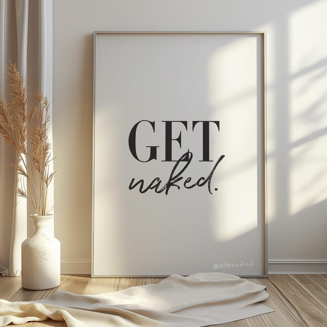 Get Naked Minimalist Black Typography Bathroom Shower Poster