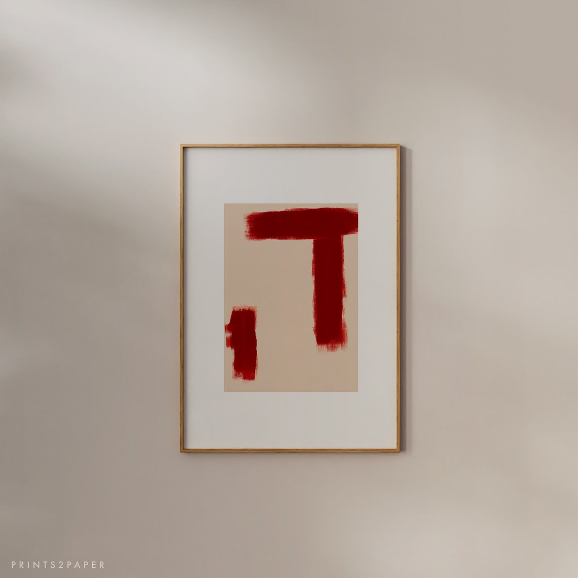 Contemporary Art Red Paint Stroke Print Wall Modern Home Decor Abstract Minimal