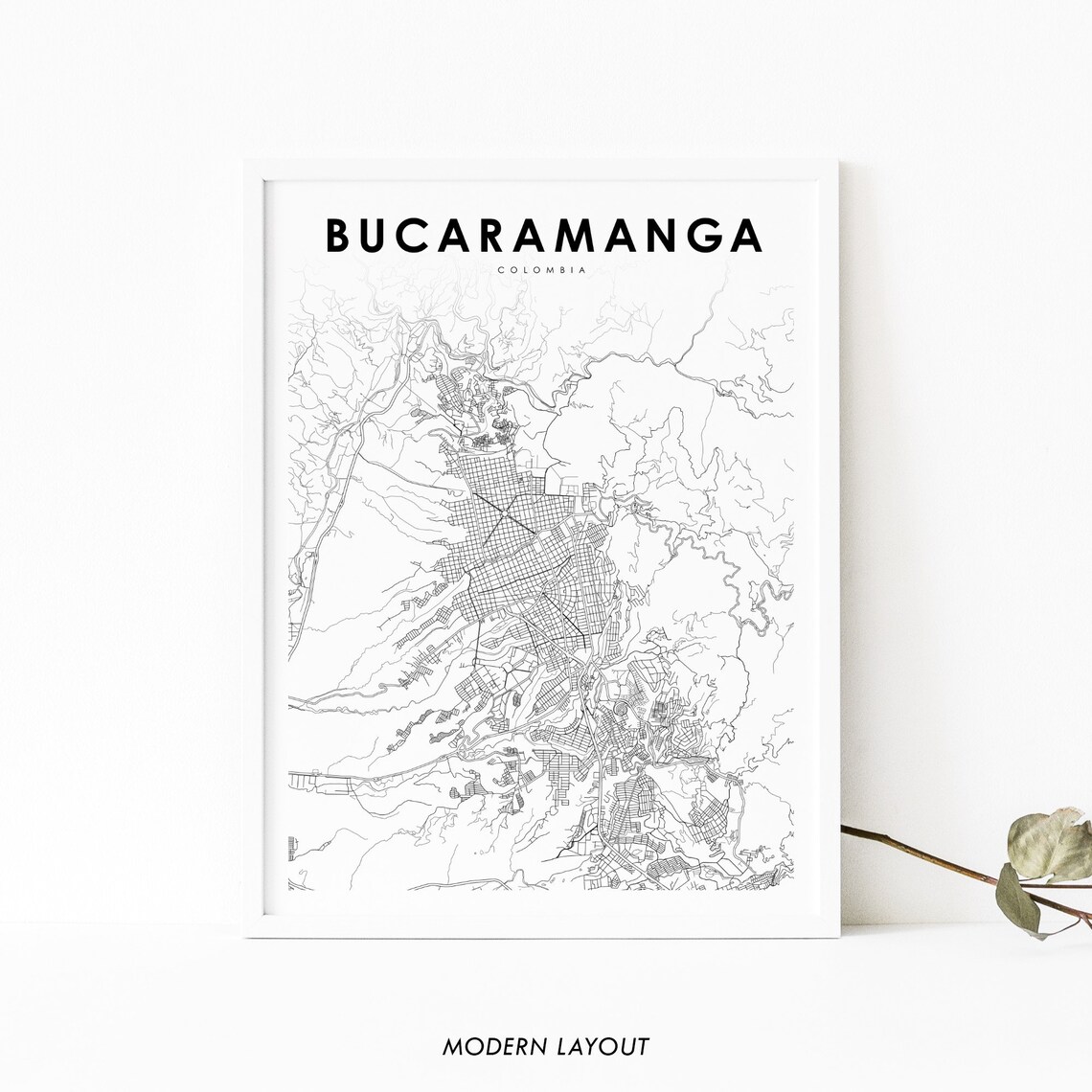 Bucaramanga Colombia Map Print, City Art Poster