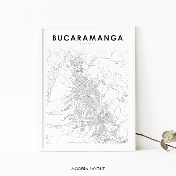 Bucaramanga Colombia Map Print, City Art Poster