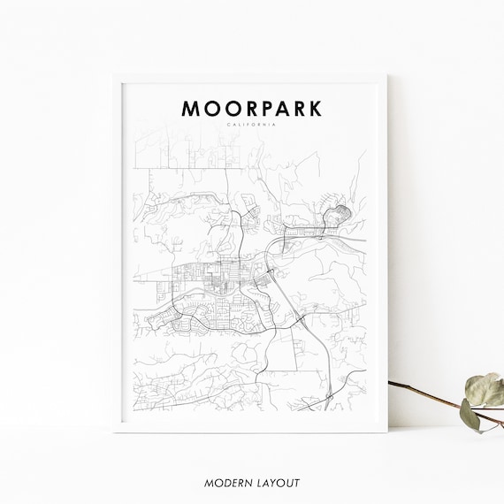 Moorpark Ca Map Print Usa Art Poster Ventura County City Street Road Nursery Room Office Wall Decor