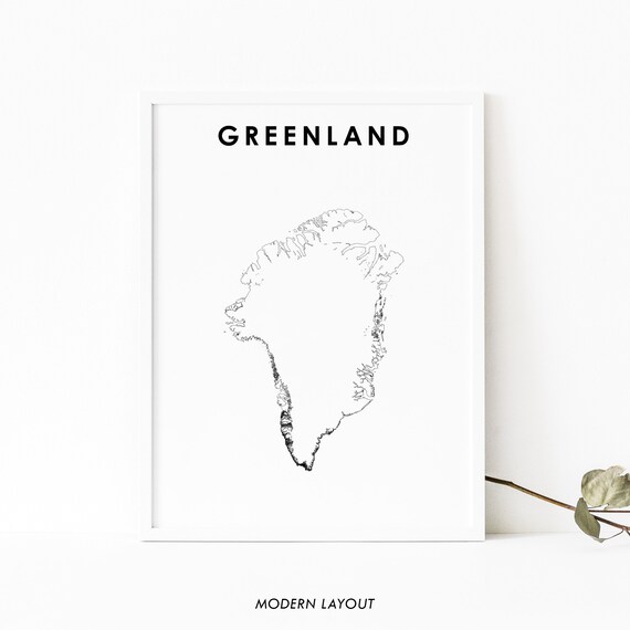 Greenland Country Road Network Map Minimalist Modern Layout Wall Art