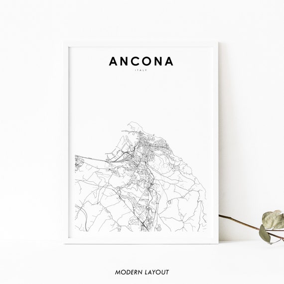 Ancona Italy Map Print, Marche City Road Poster