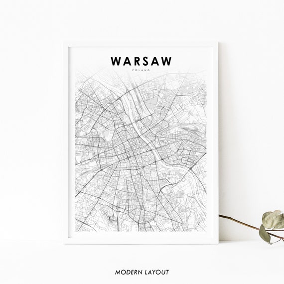 Warsaw Poland Map Print, Nursery Room Wall Art