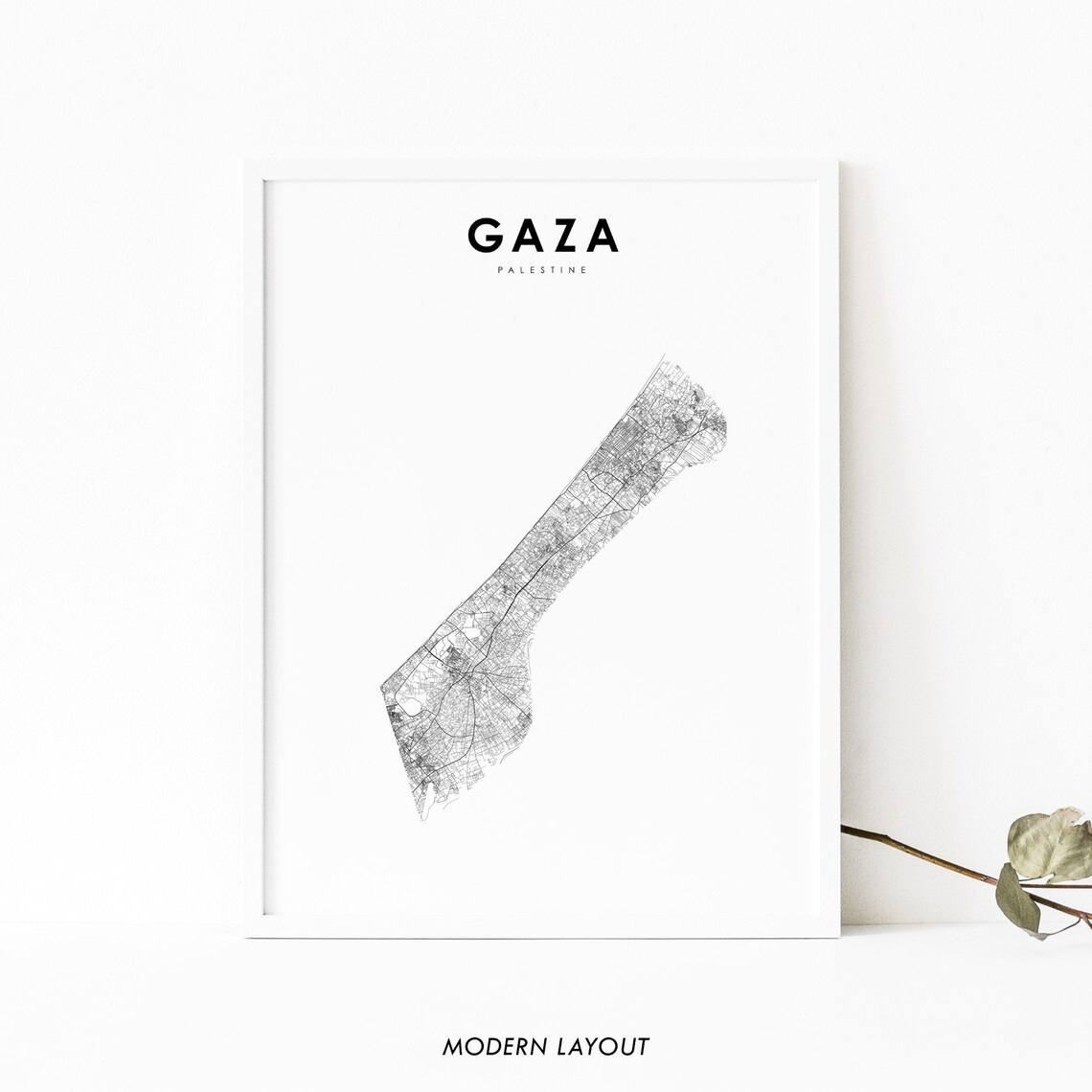 Gaza Strip Palestine Map Art Print, Rafah