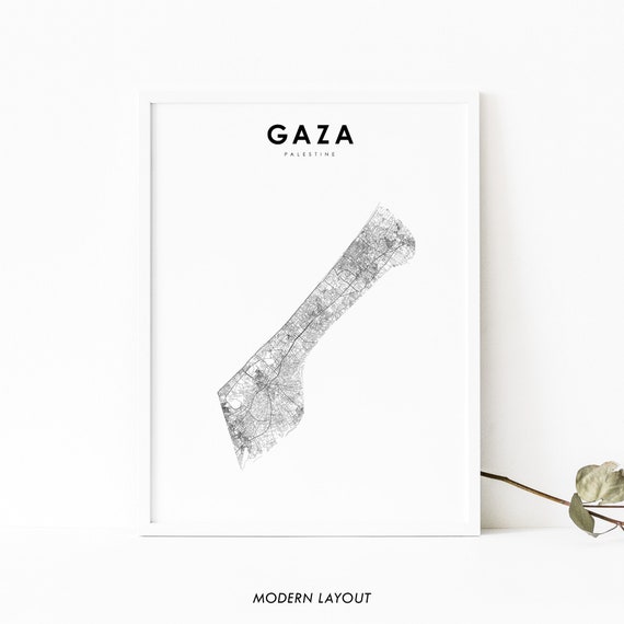 Gaza Strip Palestine Map Art Print, Rafah