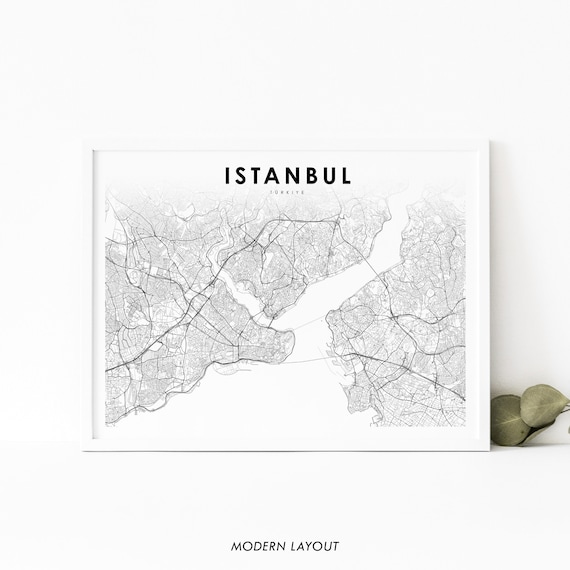 Istanbul Turkiye City Street Map Minimalist Black and White Art Poster