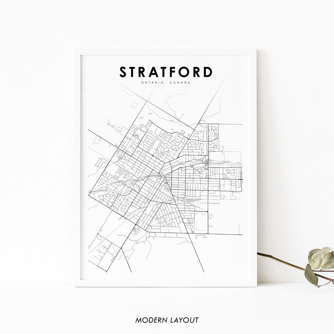 Stratford Ontario Map Print, Canada City Street Map