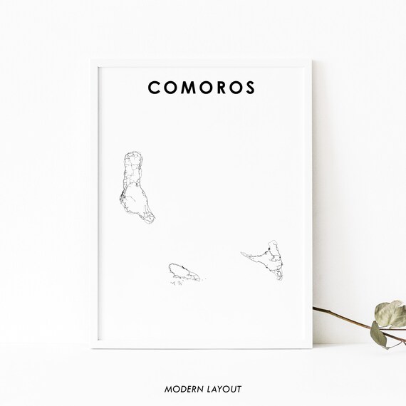 Comoros Map Print Country Road Art Poster Comores Komori Qamar Moroni Africa Nursery Room Wall Office Decor