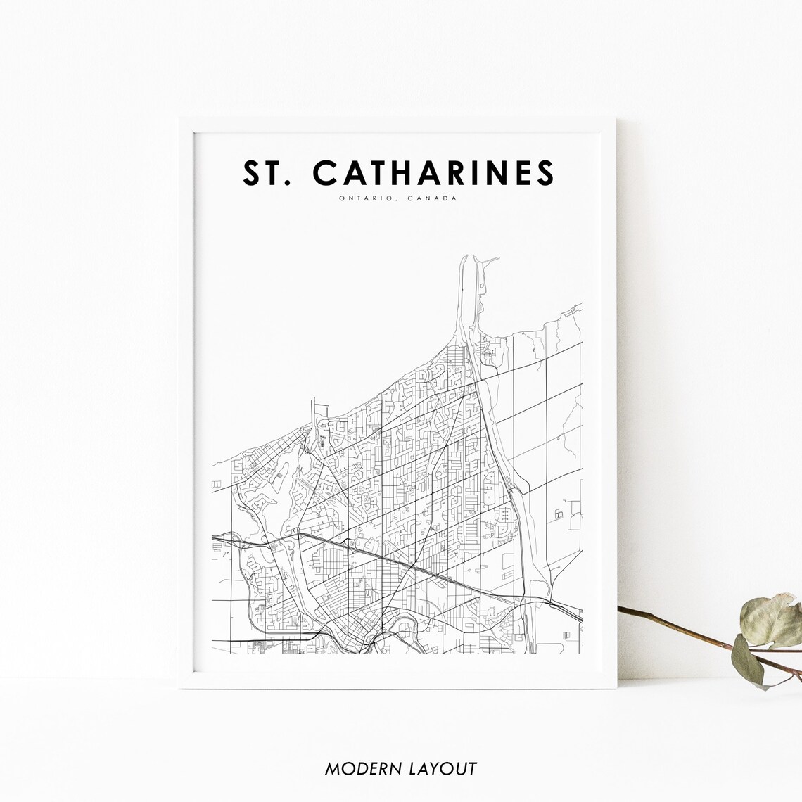 St Catharines Ontario Map Art Poster, Canada