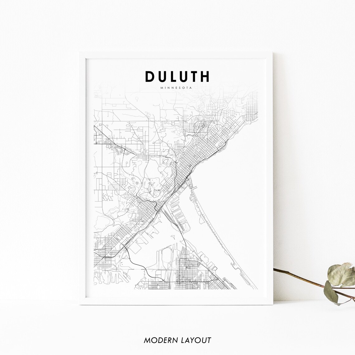 Duluth MN Map Print, Minnesota USA Art Poster