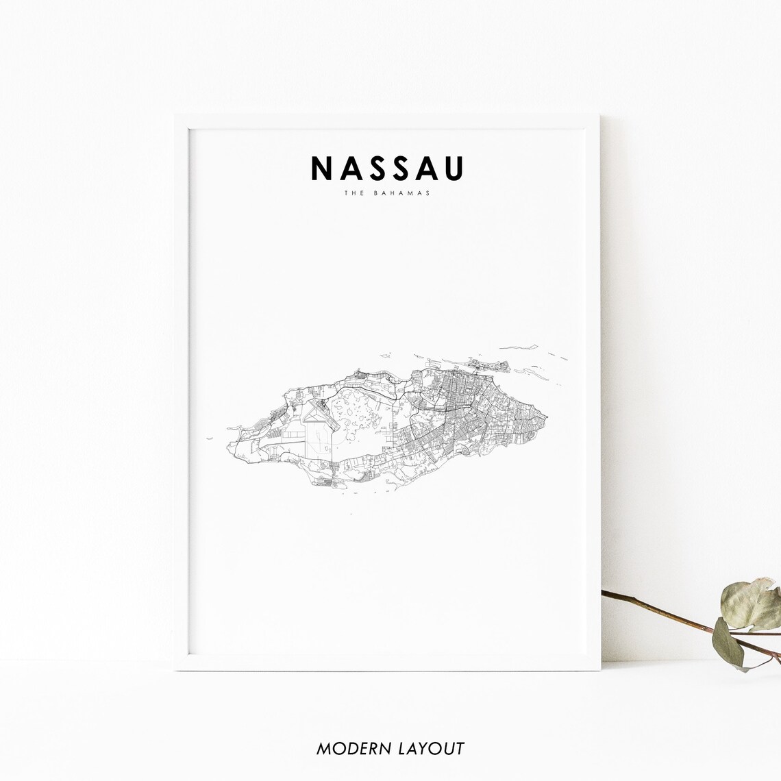 Nassau New Providence Map Poster, Nursery Room Decor