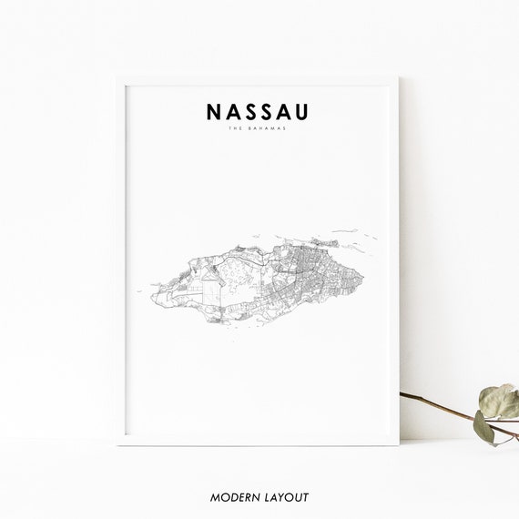 Nassau New Providence Map Poster, Nursery Room Decor