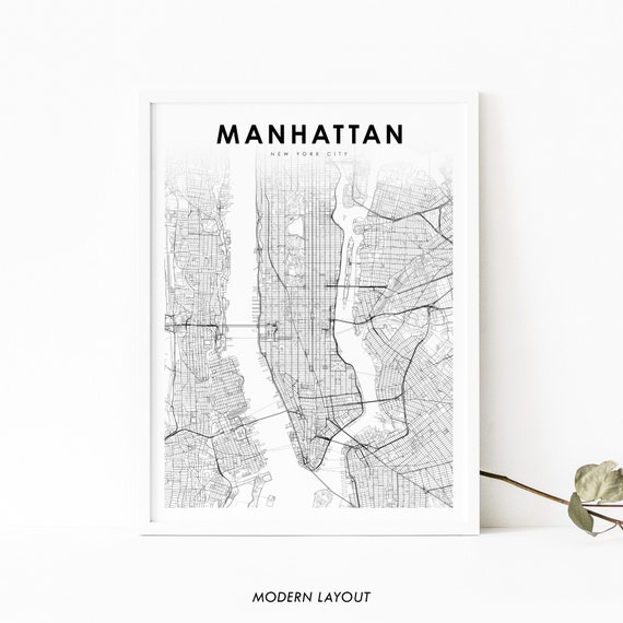 Manhattan NYC Map Art Print, New York City