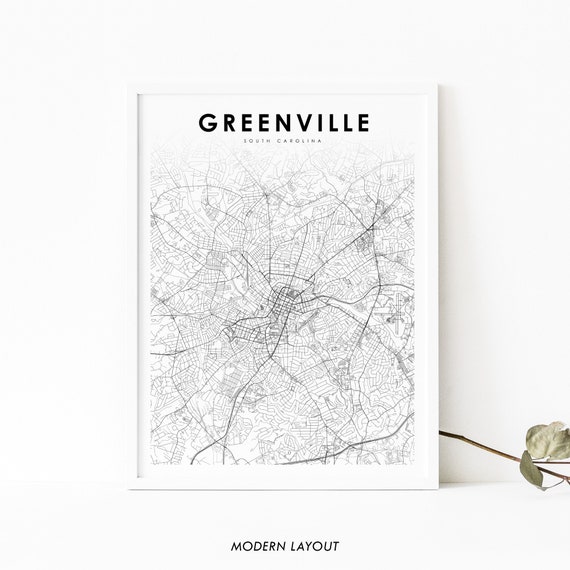 Greenville SC Map Print, South Carolina City Poster