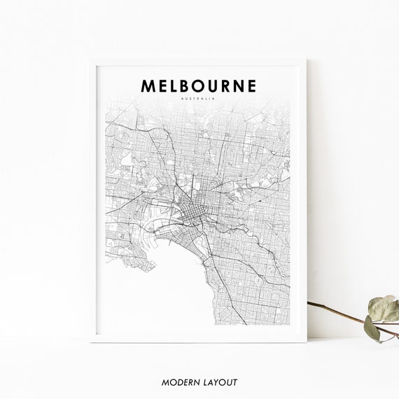 Melbourne Area Australia Map Art Print, Victoria