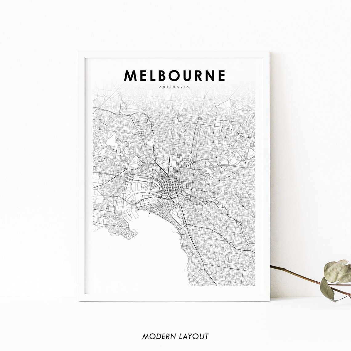 Melbourne Area Australia Map Art Print, Victoria