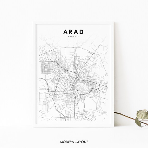 Arad Romania Map Print Art Poster Criana Romnia City Street Road Nursery Room Wall Office Decor