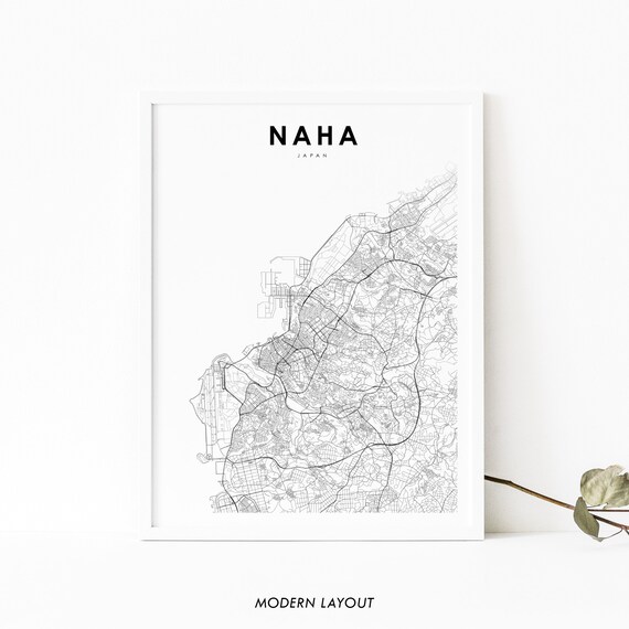 Naha Okinawa Map Print Japan Art Poster Kyushu City Street Road Nursery Room Wall Office Decor