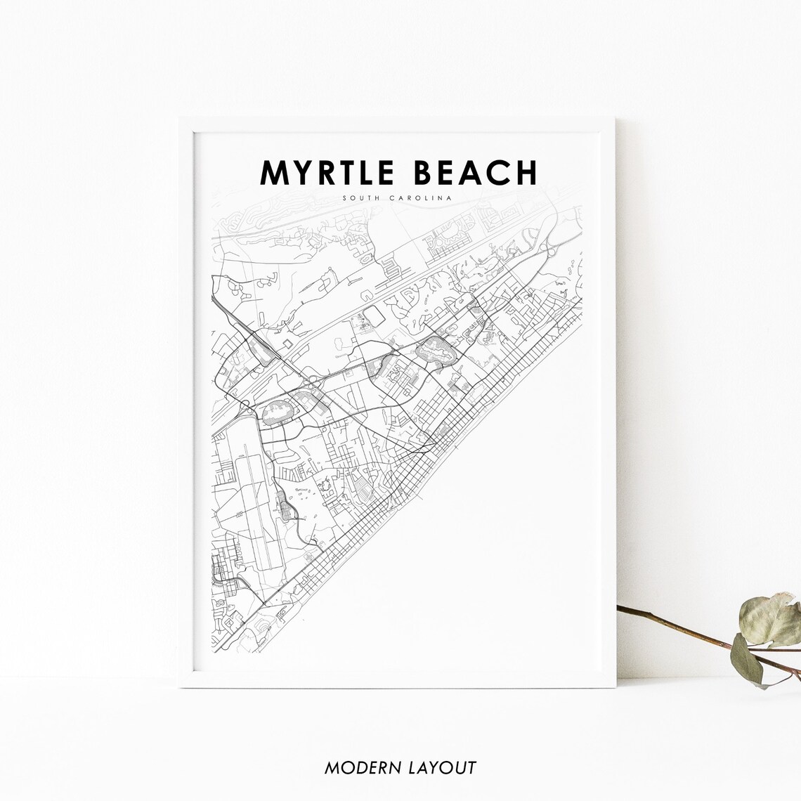 Myrtle Beach SC Map Print, South Carolina Travel Poster