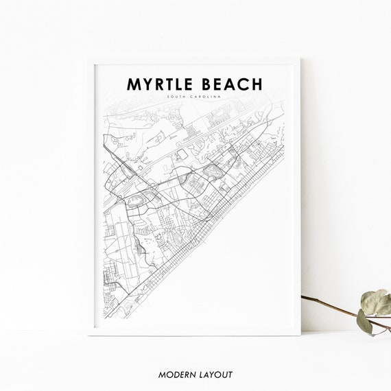 Myrtle Beach SC Map Print, South Carolina Travel Poster