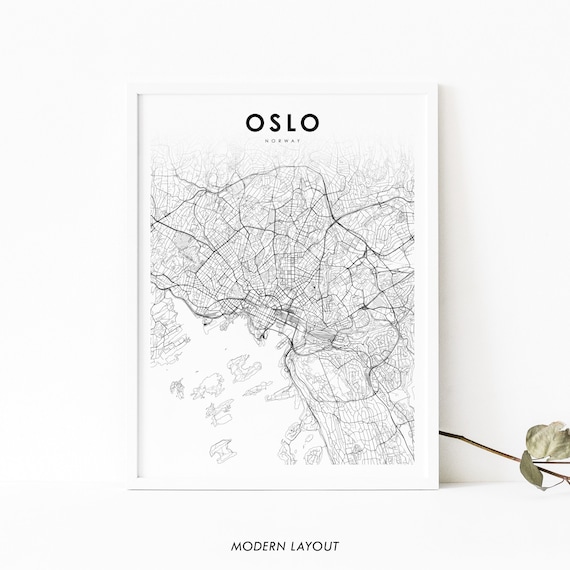 Oslo Norway Map Print Art Poster City Street Road Nursery Room Wall Office Decor